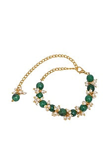Gold Finish Stone & Pearl Bracelet