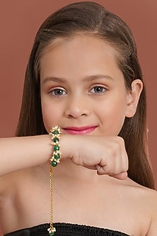 Gold Finish Stone & Pearl Bracelet