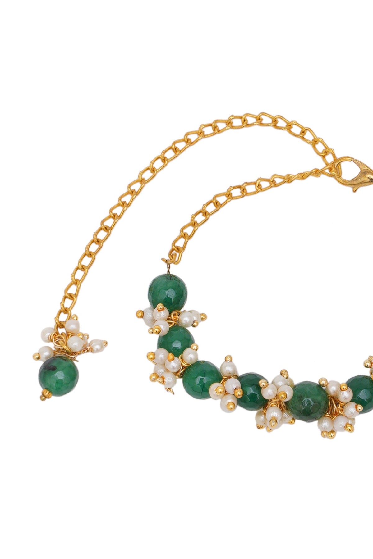 Gold Finish Stone & Pearl Bracelet