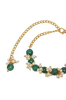Gold Finish Stone & Pearl Bracelet