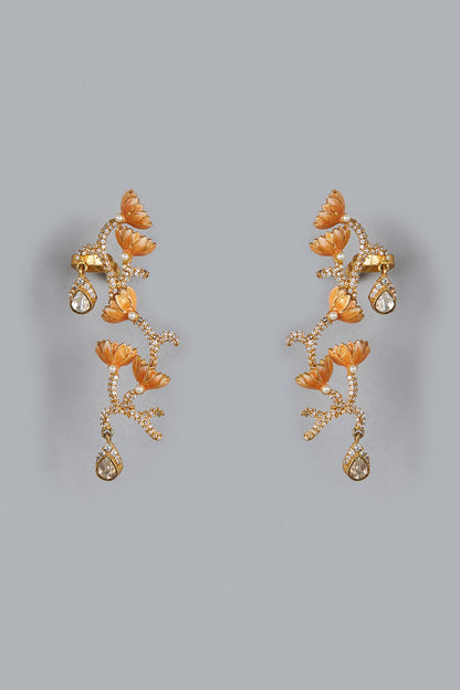 Gold Finish Kundan Polki Meenakari Necklace Set