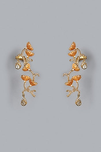 Gold Finish Kundan Polki Meenakari Necklace Set
