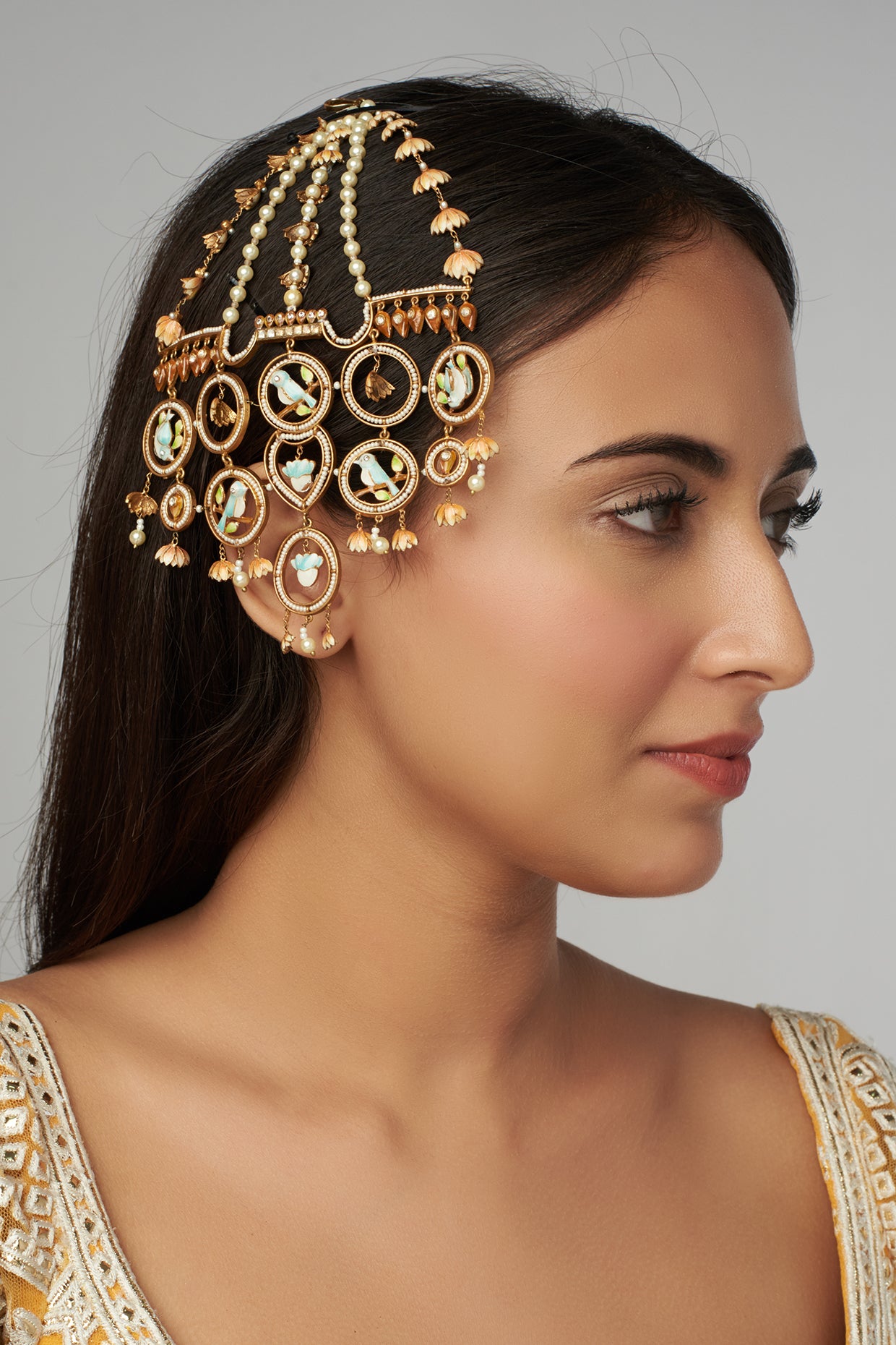 Gold Finish Meenakari Passa