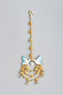 Gold Finish Meenakari Synthetic Stones Maang Tikka