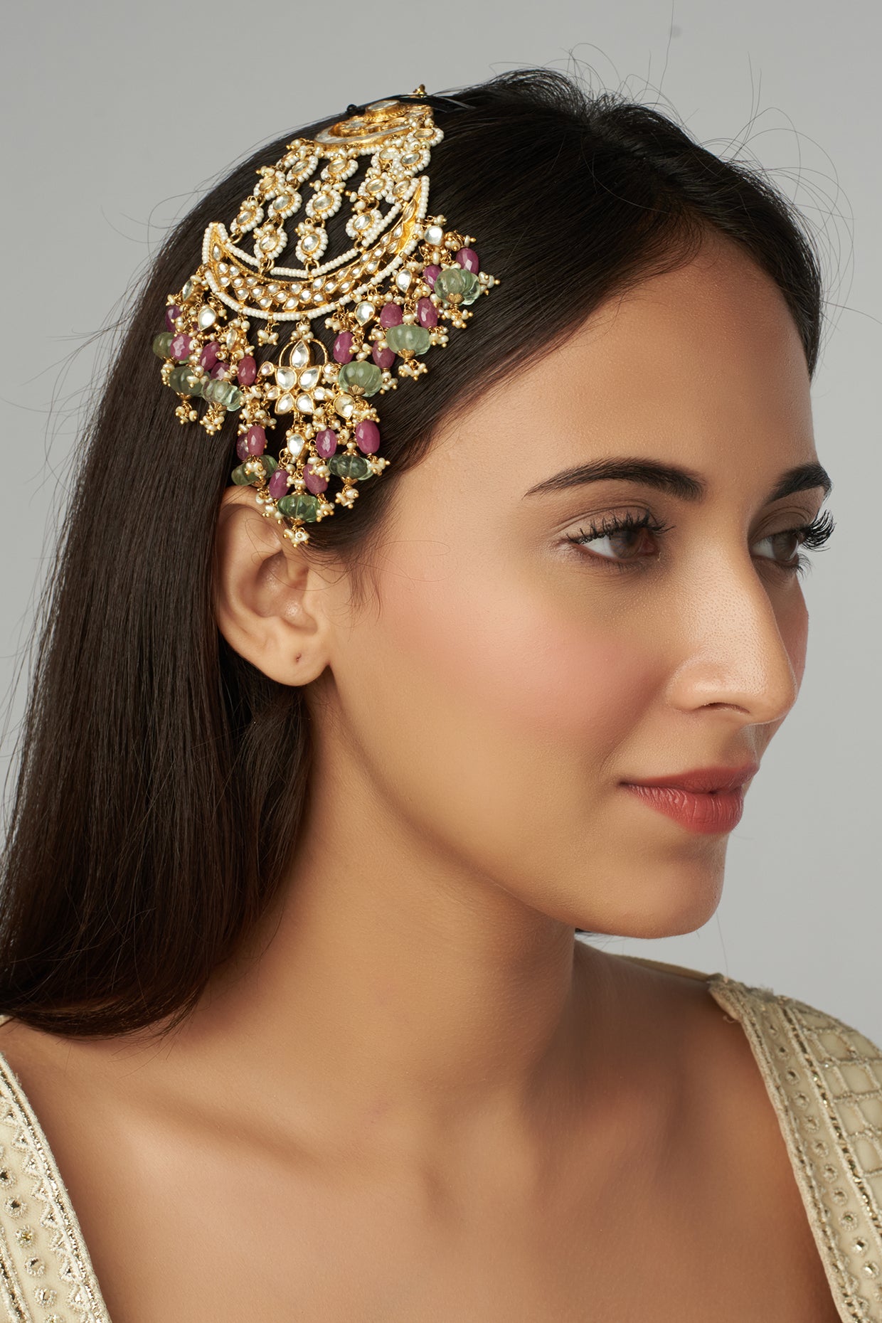 Gold Finish Kundan Polki Passa