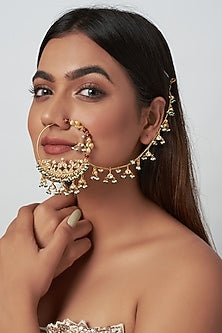 Gold Finish Kundan Polki Nath