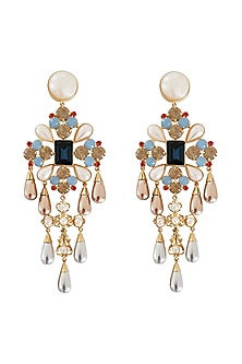 Gold Plated Earrings With Swarovski Pearls