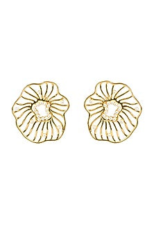 Gold Plated Brass Swarovski Pearl Coral Reef Earrings