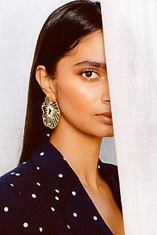 Gold Plated Brass Swarovski Pearl Coral Reef Earrings