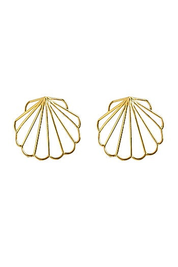 Gold Plated Sea Scallop Stud Earrings