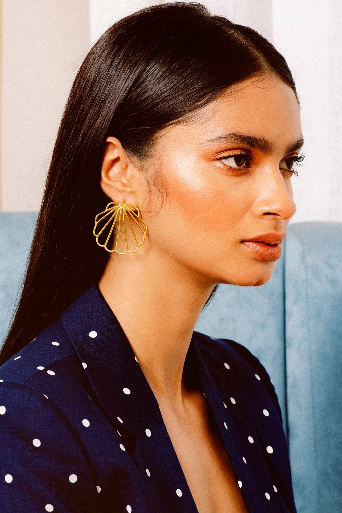 Gold Plated Sea Scallop Stud Earrings