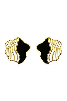 Gold Plated Enameled Stud Earrings