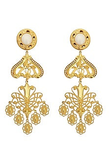Gold Plated Swarovski Pearl Dangler Earrings