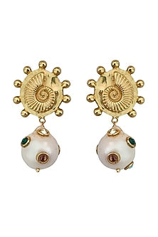 Gold Plated Baroque Pearl Dangler Earrings