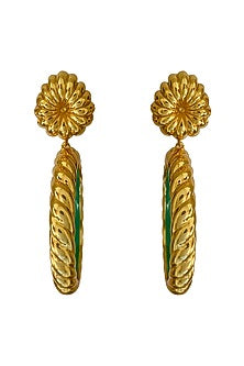 Gold Plated Floral Dangler Earrings