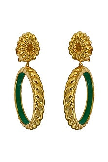 Gold Plated Floral Dangler Earrings