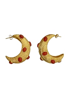 Gold Plated Red Stone Earrings