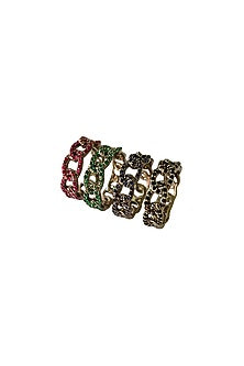 Gold Plated Rhinestone Ring (Set of 4)