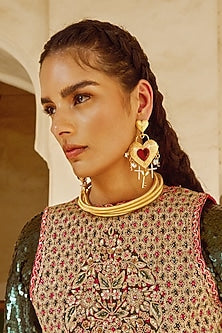 Gold Finish Swarovski Crystal Dangler Earrings