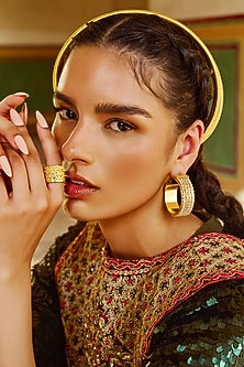 Gold Finish Swarovski Crystal Hoop Earrings
