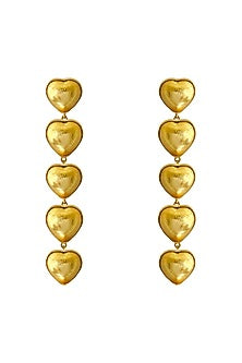 Gold Finish Heart Motif Dangler Earrings