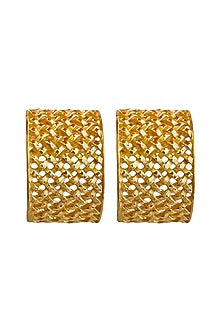 Gold Finish Textured Hoop Earrings