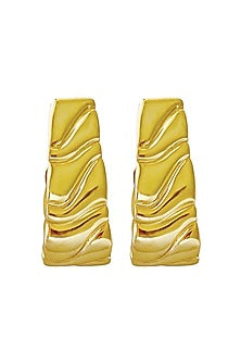 Gold Finish Textured Hoop Earrings