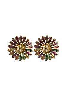 Gold Plated Swarovski Crystals Stud Earrings