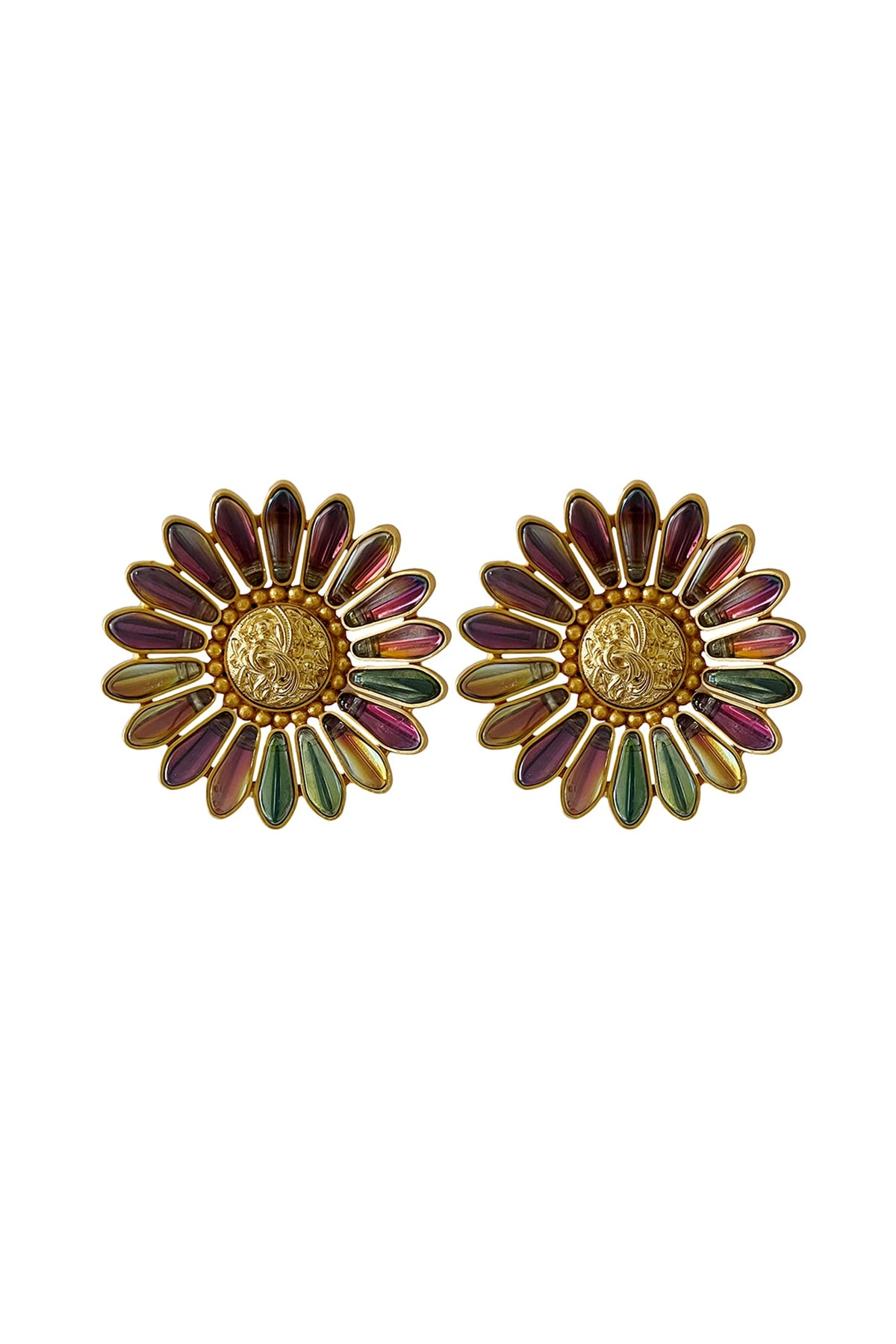 Gold Plated Swarovski Crystals Stud Earrings
