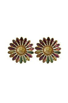 Gold Plated Swarovski Crystals Stud Earrings