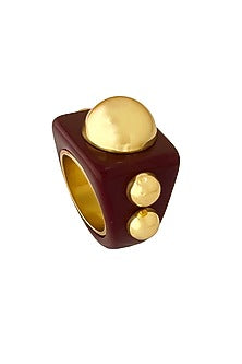 Gold Plated Maroon Bubble Ring
