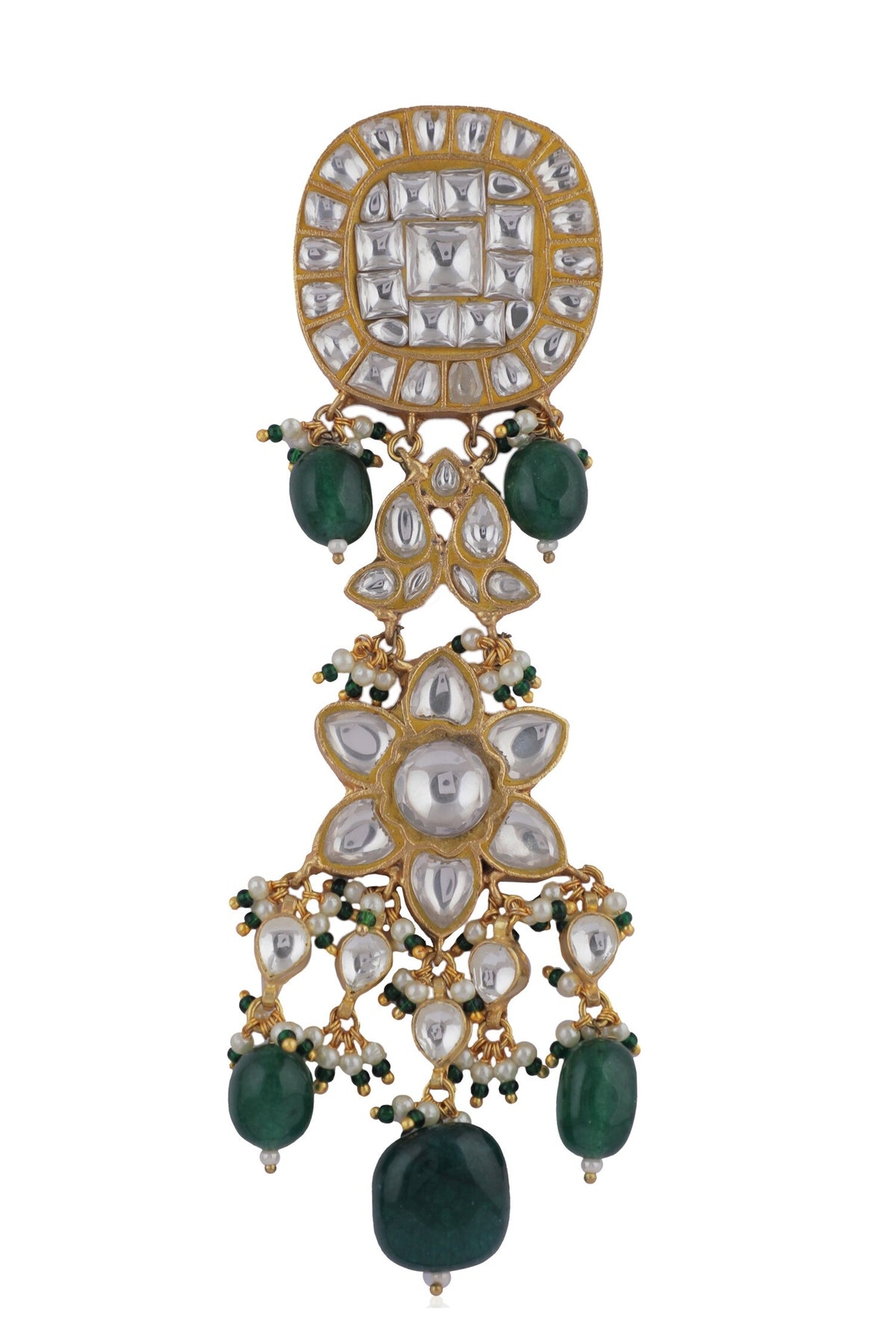 Floral Jadtar Stone Earrings 