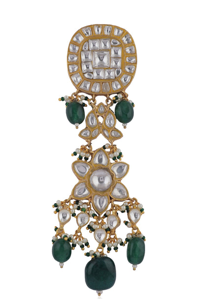 Floral Jadtar Stone Earrings 
