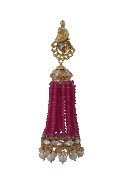Peacock Motif Glass Bead Embellished Jhumkas 