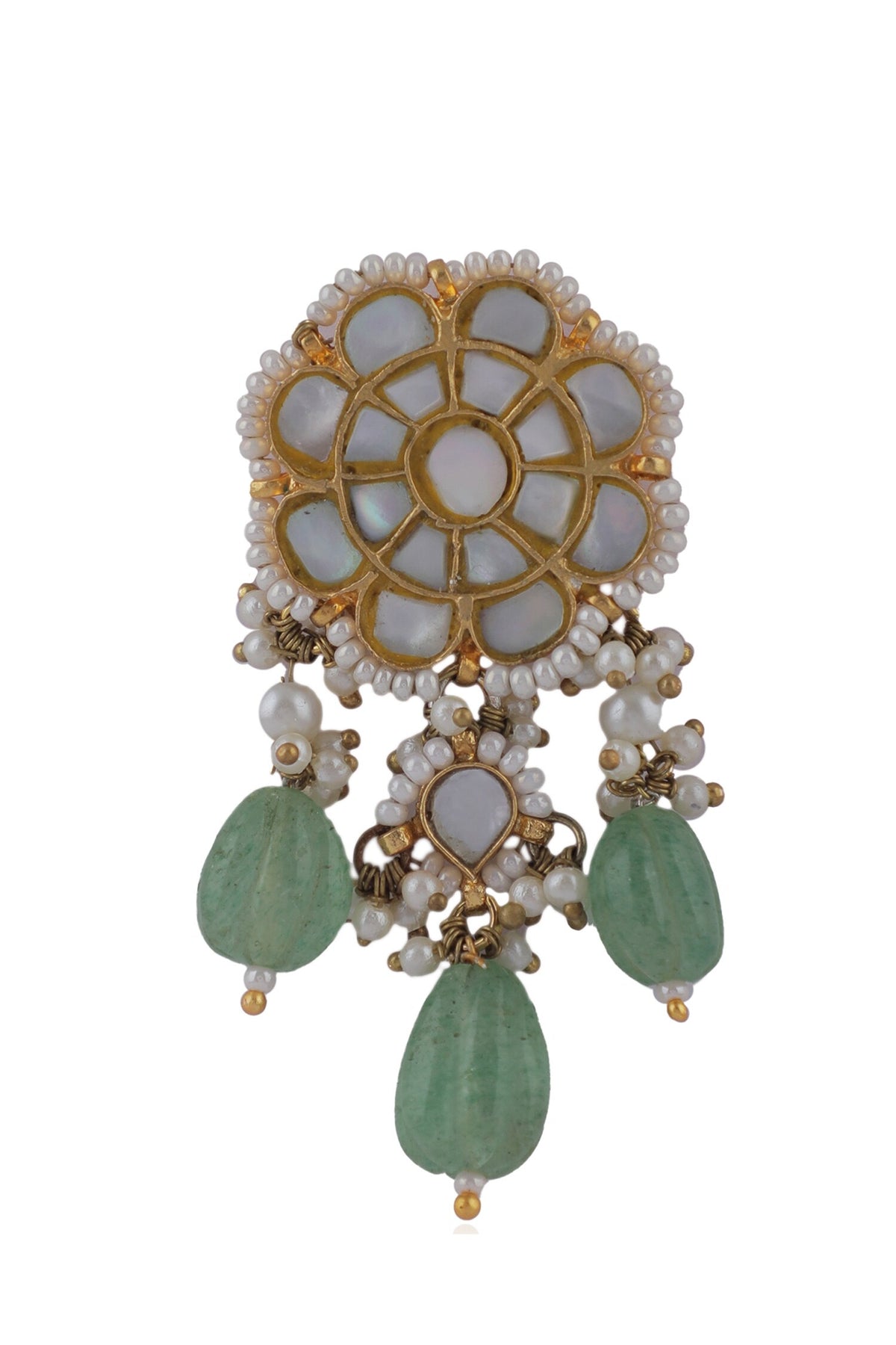 Pearl Embellished Floral Motif Earrings 