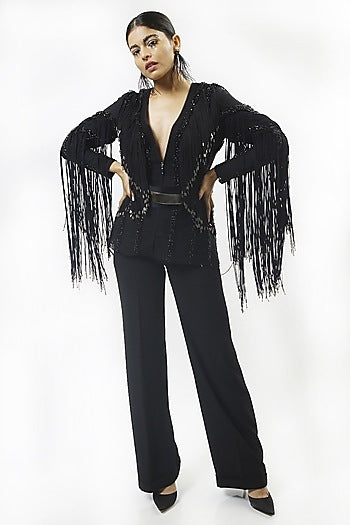 Black Jacket With Fringe