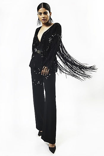 Black Jacket With Fringe