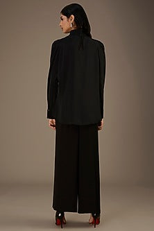 Black Georgette Metallic Ring Top