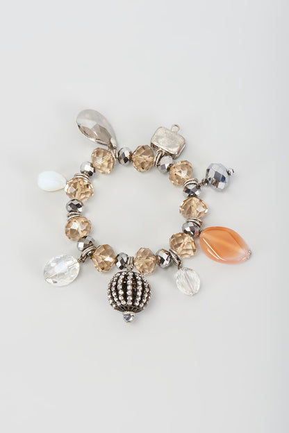 White Rhodium Finish Orange Crystal Bracelet