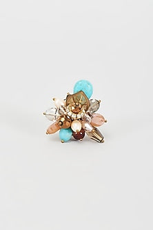 White Rhodium Finish Crystal Floral Ring