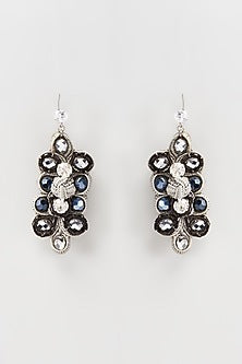 White Rhodium Finish Rope Knotted Dangler Earrings