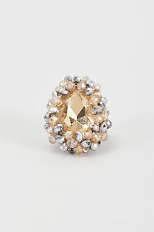White Rhodium Finish Silver Crystal Ring