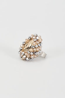 White Rhodium Finish Silver Crystal Ring