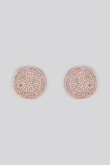Rose Gold Finish Cubic Zirconia Stud Earrings With Ring