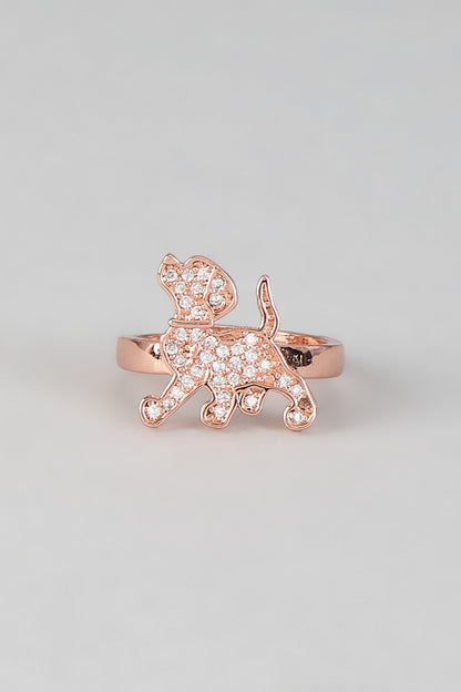 Rose Gold Finish Cubic Zirconia Stud Earrings With Ring