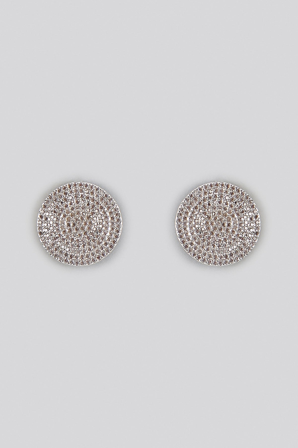 White Rhodium Finish Cubic Zirconia Stud Earrings With Infinity Bracelet