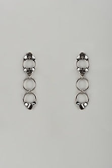 Black Rhodium Finish Crystal & Glass Beaded Dangler Earrings