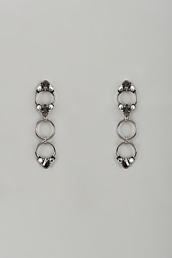 Black Rhodium Finish Crystal & Glass Beaded Dangler Earrings