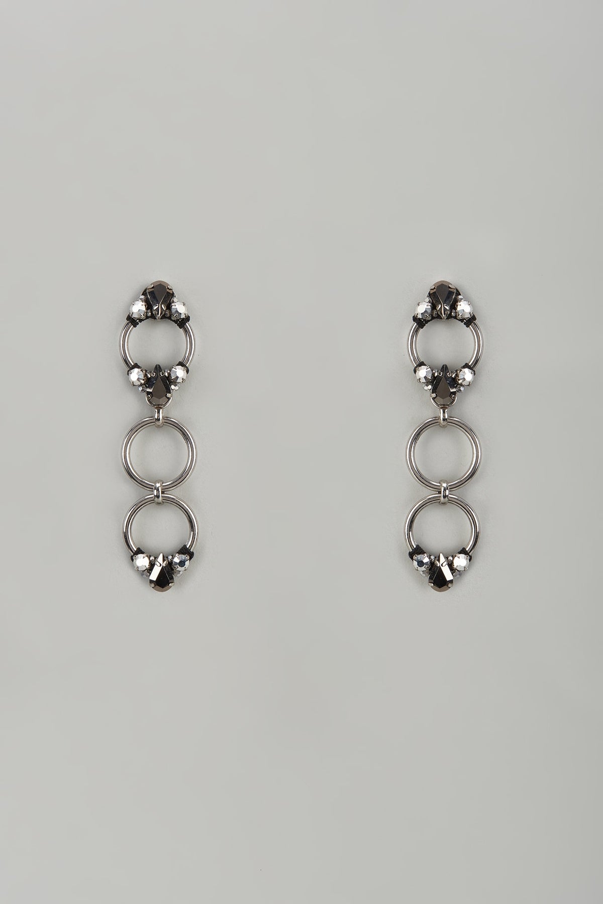Black Rhodium Finish Crystal & Glass Beaded Dangler Earrings