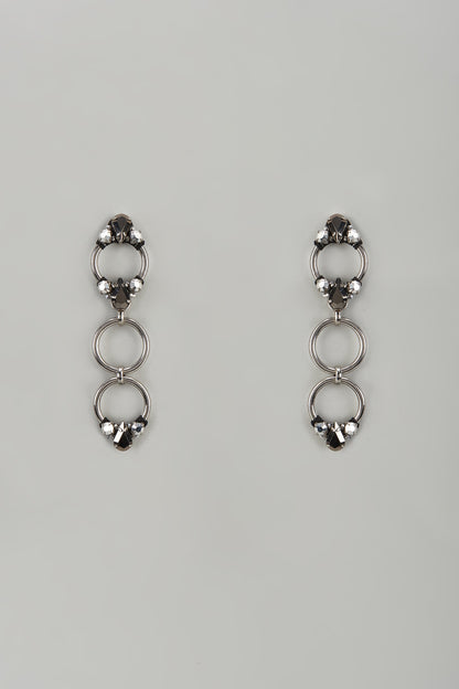 Black Rhodium Finish Crystal & Glass Beaded Dangler Earrings